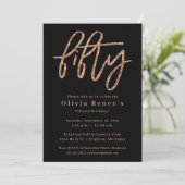 バラ金ゴールド50番目の誕生日招待状テンプレート 招待状 (スタンド正面)
