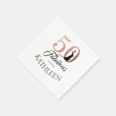 バラ金ゴールド50素晴らしい50th誕生日パーティーモノグラム スタンダードカクテルナプキン (角)