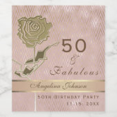 バラ金ゴールド50誕生日 ワインラベル (シングルラベル)