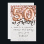 バラ金ゴールド50th Birthday Partyへの招待 招待状<br><div class="desc">バラ金ゴールド第50回バラパーティーへの招待と金ゴールド50エレガントと、印刷されたテクスチャー紙を持つスクリプトとおもしろいホイルのバルーンと素晴らしい書。</div>