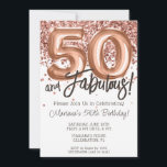 バラ金ゴールド50th Birthday Partyへの招待 招待状<br><div class="desc">バラ金ゴールド第50回バラパーティーへの招待と金ゴールド50エレガントとスクリプトとおもしろいフォイルのバルーンと素晴ら書しい。</div>