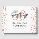 バラ金ゴールド50th Birthday Party紙吹雪 ゲストブック<br><div class="desc">50thエレガント誕生日パーティーバラ金ゴールドグリッター紙吹雪ホワイトテンプレート。</div>