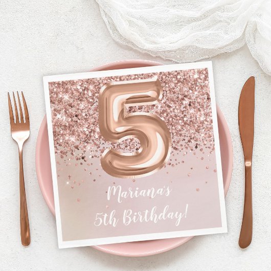 バラ金ゴールド5th誕生日パーティー スタンダードランチョンナプキン