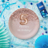 バラ金ゴールド5th誕生日パーティー ペーパープレート (パーティー)
