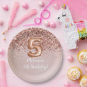 バラ金ゴールド5th誕生日パーティー ペーパープレート (パーティー)