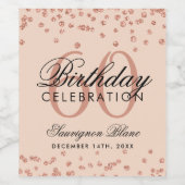 バラ金ゴールド60番目の誕生日グリッター紙吹雪赤面 ワインラベル (シングルラベル)