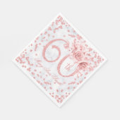 バラ金ゴールド60th誕生日フローラグラムマーブル スタンダードランチョンナプキン (角)