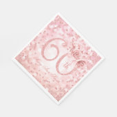 バラ金ゴールド60th誕生日フローラグラムライト スタンダードランチョンナプキン (角)