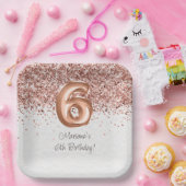 バラ金ゴールド6th誕生日パーティー ペーパープレート (パーティー)