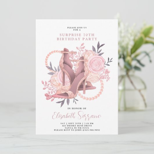 バラ金ゴールド70番目の誕生日サプライズ 招待状 (スタンド正面)