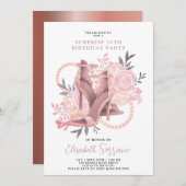 バラ金ゴールド70番目の誕生日サプライズ 招待状 (正面/裏面)