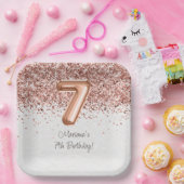 バラ金ゴールド7th誕生日パーティー ペーパープレート (パーティー)
