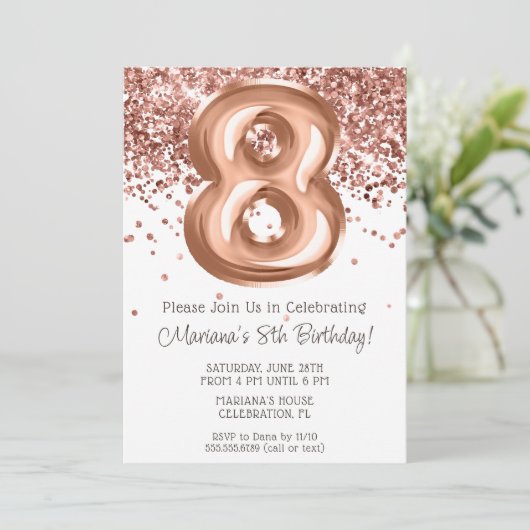 バラ金ゴールド8th誕生日パーティーの招待状 招待状 (スタンド正面)