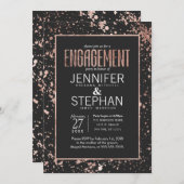 バラ金ゴールド（ばちゃばちゃ）跳ねる婚約パーティ招待状 招待状 (正面/裏面)