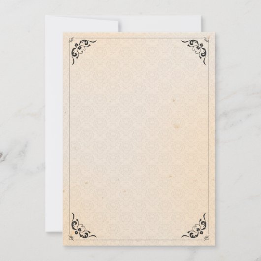 バラ金ゴールド、ほこりっぽいバラと赤面フローラ結婚の 招待状 (裏面)