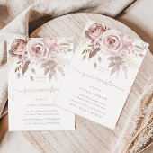 バラ金ゴールド、ほこりっぽいバラ&赤面フローラキンセアニェラ 箔招待状