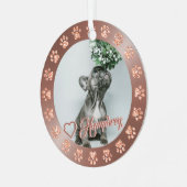 バラ金ゴールド+グリッターポーペットネームクリスマスツリー メタルオーナメント (正面左)