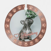 バラ金ゴールド+グリッターポーペットネームクリスマスツリー メタルオーナメント (正面)