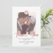 バラ金ゴールド&グレイ結婚モノグラムの写真ありがとう サンキューカード (スタンド正面)