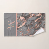 バラ金ゴールド&グレーマーブルモノグラムラグジュアリーバスバス バスタオルセット (ハンドタオル)