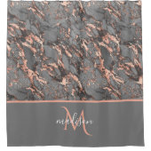 バラ金ゴールド&グレーマーブルモノグラムラグジュアリー シャワーカーテン (正面)