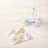 バラ金ゴールド&ゴールドフォイルトロピカルズ結婚コースター スクエアペーパーコースター (インサイチュ)