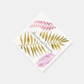 バラ金ゴールド&ゴールドフォイルトロピカルズ結婚ナプキンス スタンダードカクテルナプキン (角)