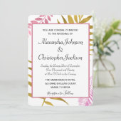 バラ金ゴールド&ゴールドフォイルトロピカル結婚式招待状 招待状 (スタンド正面)