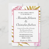 バラ金ゴールド&ゴールドフォイルトロピカル結婚式招待状 招待状 (正面)