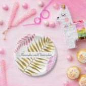 バラ金ゴールド&ゴールドフォイルトロピカル結婚紙プレート ペーパープレート (パーティー)