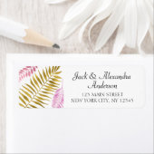 バラ金ゴールド&ゴールドフォイルフローラトロピカル結婚ズ ラベル (インサイチュ)