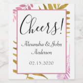 バラ金ゴールド&ゴールドフォイル熱帯ワインラベル ワインラベル (シングルラベル)