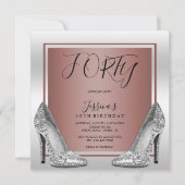 バラ金ゴールド&シルバースティレット40th誕生日 招待状 (正面)