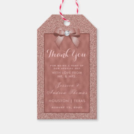 バラ金ゴールド&スタイリッシュグリッター結婚ズサンキュー ギフトタグ