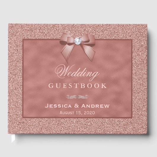 バラ金ゴールド&スタイリッシュグリッター結婚ズ ゲストブック (正面)