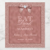 バラ金ゴールド&スタイリッシュグリッター結婚ズ ワインラベル (シングルラベル)