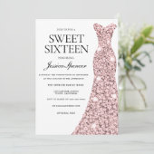 バラ金ゴールド&ドレかわいらしススウィート16招待状 招待状 (スタンド正面)