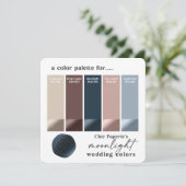 バラ金ゴールド&ネイビーウィンターウェディングカラーパレットカード 招待状 (スタンド正面)