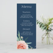 バラ金ゴールド&ネイビーブルーセット18メニューカード 招待状 (スタンド正面)