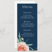 バラ金ゴールド&ネイビーブルーセット18メニューカード 招待状 (正面/裏面)