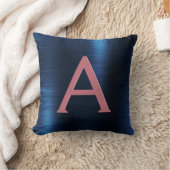 バラ金ゴールド&ネイビーブルーメタリックフォイルモノグラムの クッション (ブランケット)