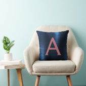 バラ金ゴールド&ネイビーブルーメタリックフォイルモノグラムの クッション (椅子)