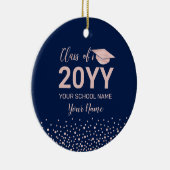 バラ金ゴールド&ネイビー写真卒業クリスマスプレゼント セラミックオーナメント (右)