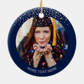 バラ金ゴールド&ネイビー写真卒業クリスマスプレゼント セラミックオーナメント (裏面)