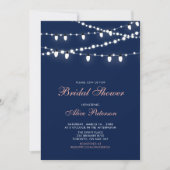 バラ金ゴールド&ネイビー | モダンエレガントブライダルシャワー 招待状 (正面)