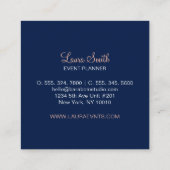 バラ金ゴールド&ネイビー | Chic Minimalist Circleモノグラム スクエア名刺 (裏面)