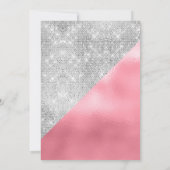 バラ金ゴールド – ピンクとシルバースパークルキンセアニェラ 招待状 (裏面)
