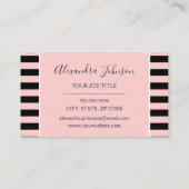 バラ金ゴールド – ピンクとブラックのストライプロイヤリティ ロイヤリティカード (裏面)