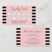 バラ金ゴールド – ピンクとブラックのストライプロイヤリティ ロイヤリティカード (正面/裏面)