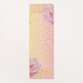 バラ金ゴールド&ピンクウォーターカラーマンダラ ヨガマット (正面)